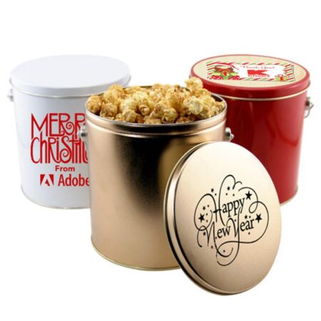 Custom 1 Gallon Gift Tin with Caramel Popcorn