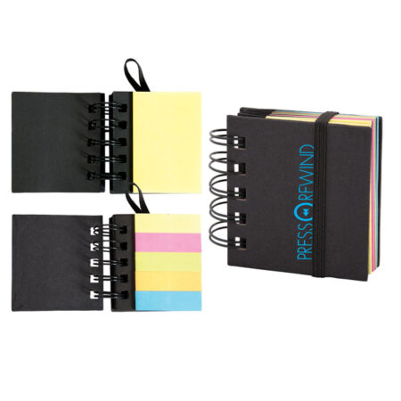 Custom SPIRAL STICKY 250 SHEET NOTEPAD WITH NOTEFLAGS