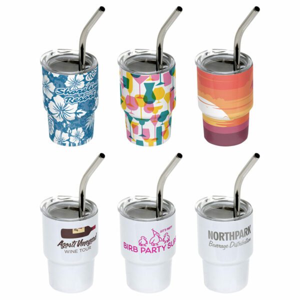 Mini belmont 3 oz gobelet en acier inoxydable à double paroi avec paille