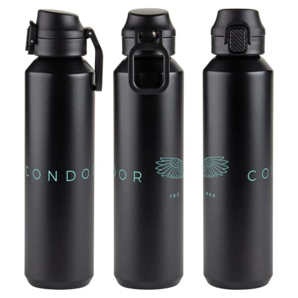 Custom Nexus 27 oz Recycled Aluminum Bottle with Flip-Top Lid and Carabiner