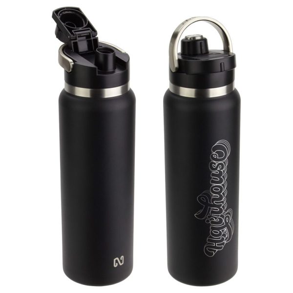 Custom NAYAD® Traveler 40 oz Stainless Double-wall Bottle with Twist-Top Spout
