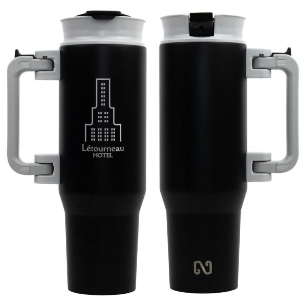 Custom NAYAD® Genesis 40 oz Stainless Steel Double-Wall Mug with Foldable Handle