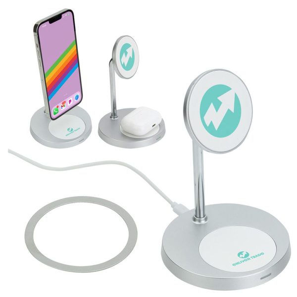 Custom MagPort Magnetic Wireless Charging Stand with Additional 5W Base Charge