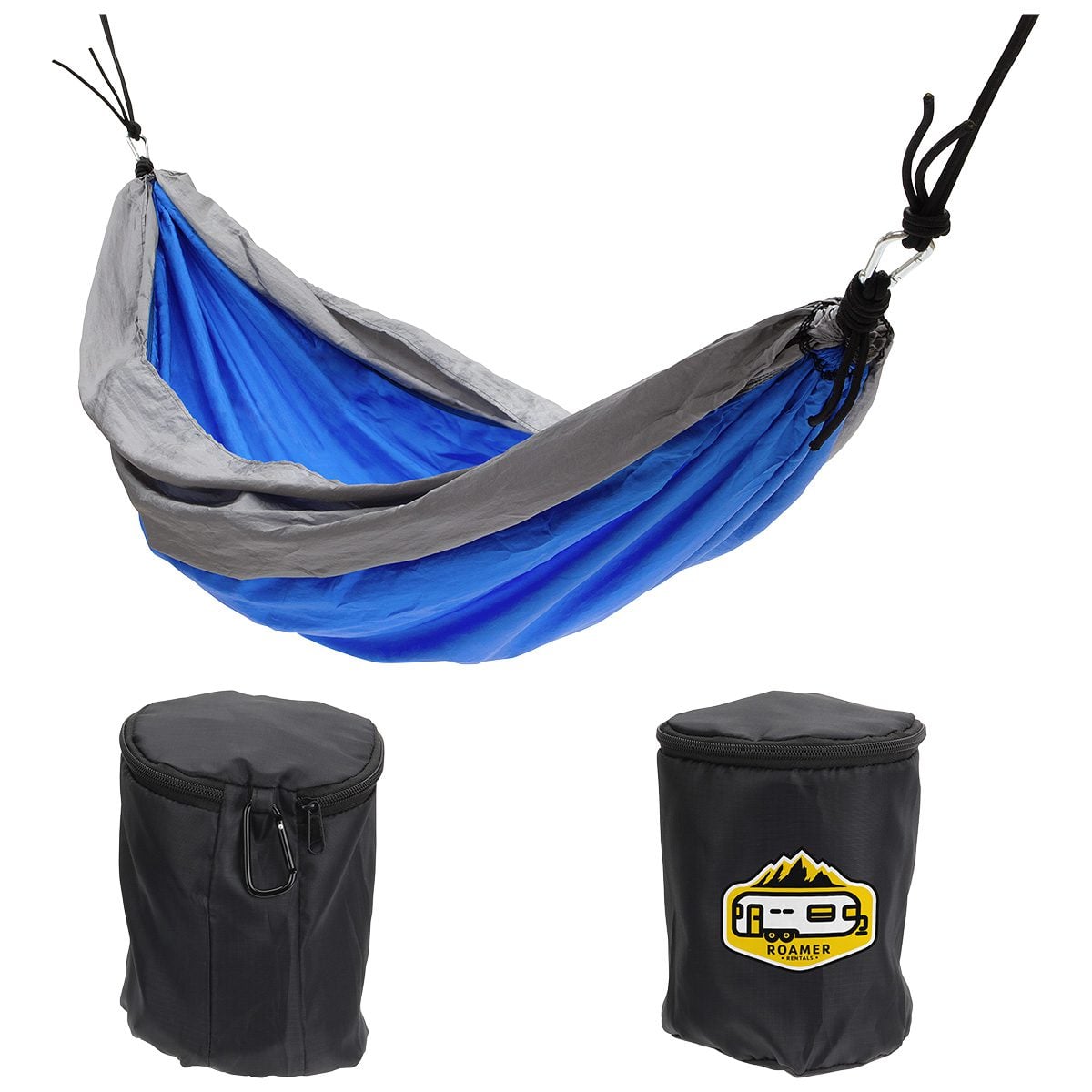 Lightweight portable hammock with carrying cases, ideal for camping, hiking, and outdoor relaxation.