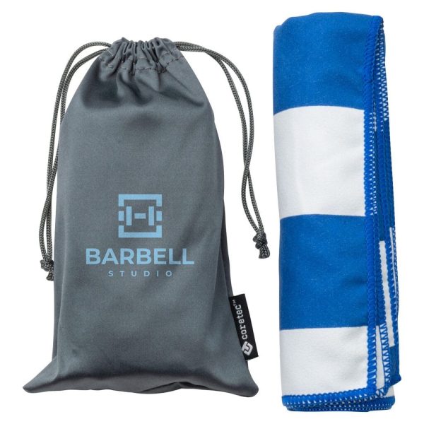 Custom Fairway 15" x 30" Striped Microfiber Sports Towel with Carrying Pouch