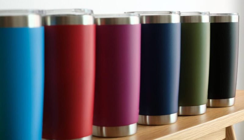 Various colors of stainless steel tumblers