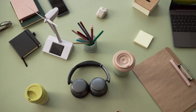 Workplace With Modern Office Supplies And Gadgets