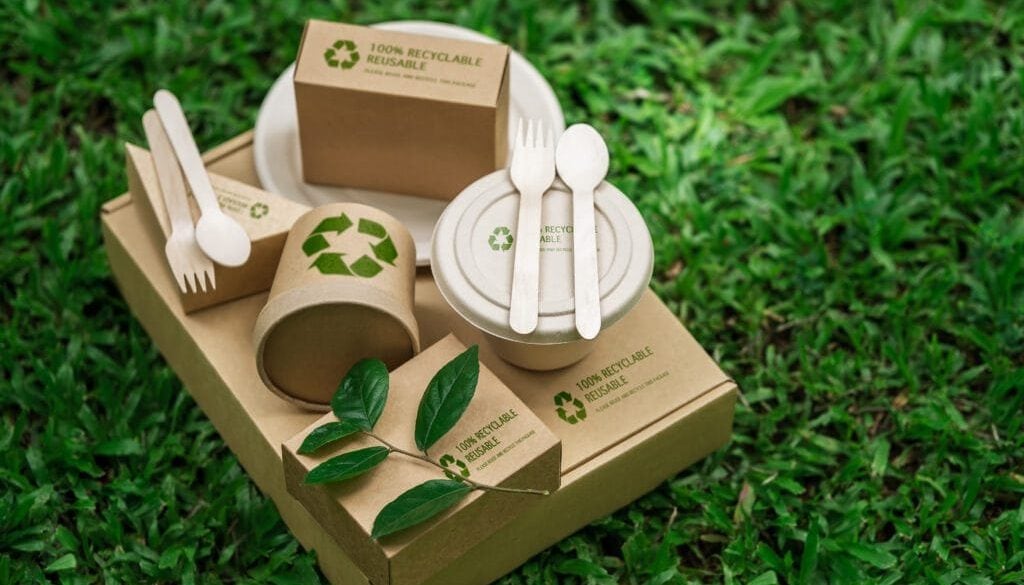 Zero waste concept Environmentally friendly packaging recycling reducing reusing environmental assortment Environmentally friendly business