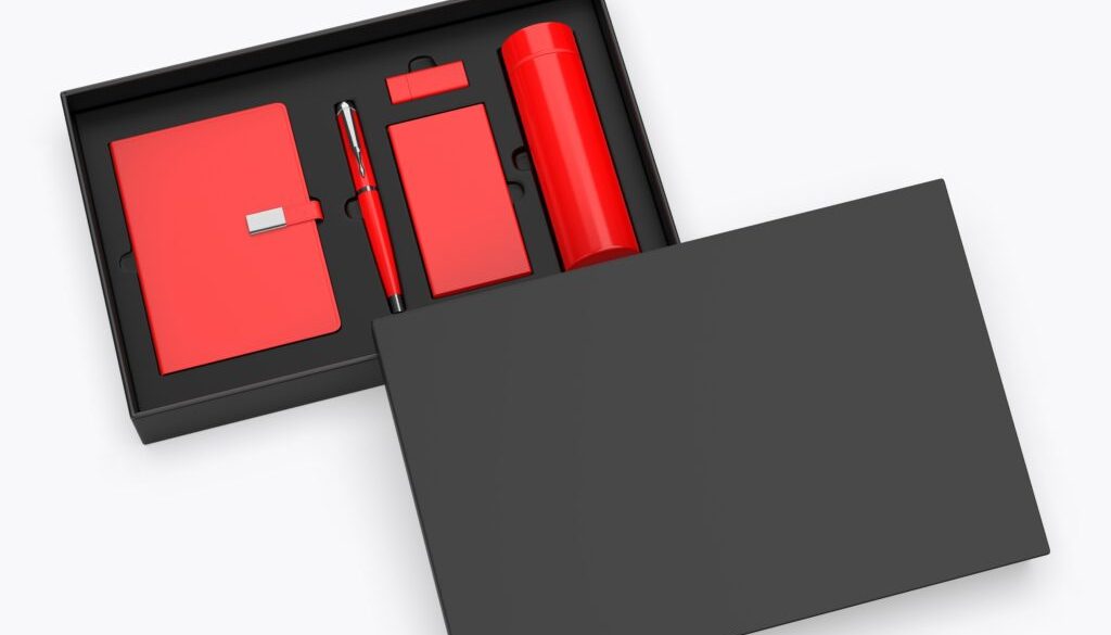 Corporate gift set paper hard box for branding template