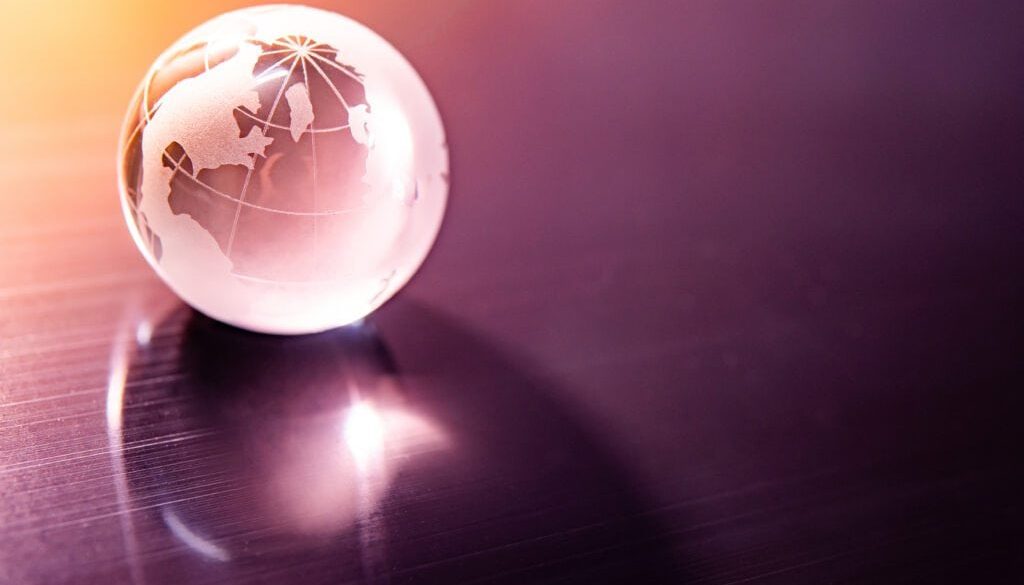 World globe crystal glass Global business