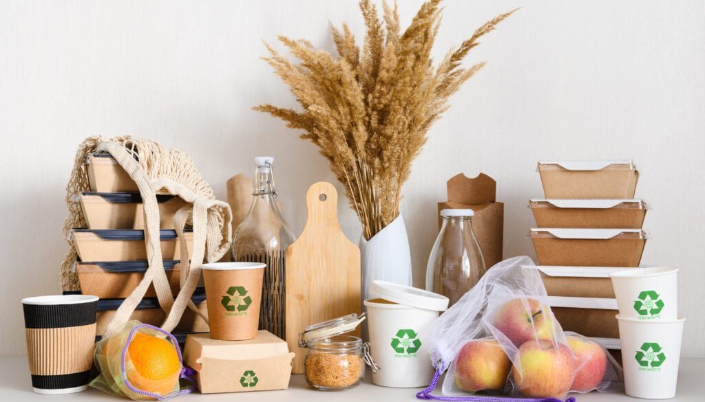 The concept of life with zero waste Eco-friendly items to save and protect nature from garbage