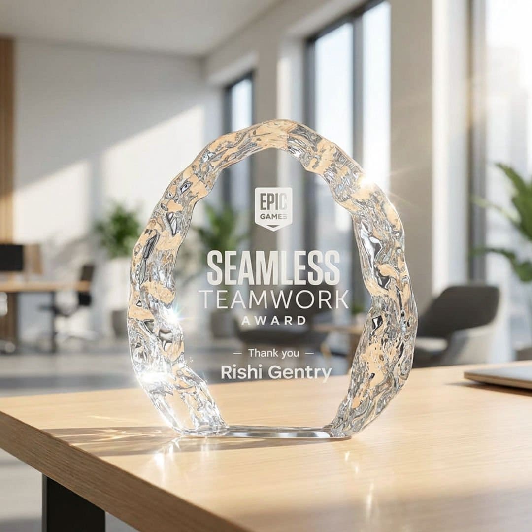 Seamless Teamwork Award Crystal Trophy