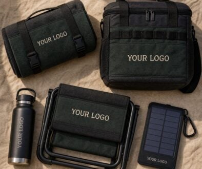 Branded camping gear for a Canadian corporate retreat with YOUR LOGO on the products