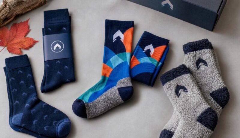 Custom branded corporate socks Canada — premium knit dress socks and athletic crew socks with company logo