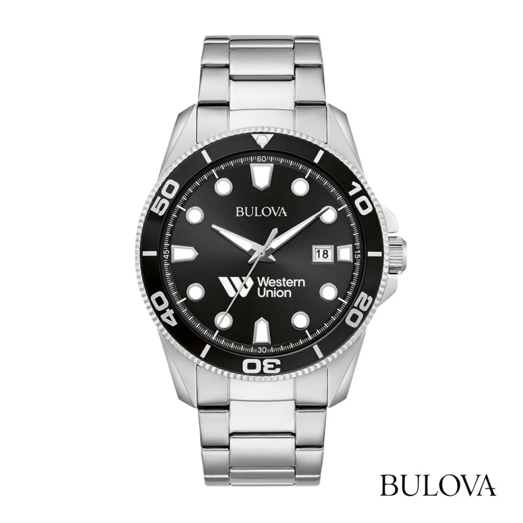 Custom Bulova Gents Steel Watch front product view